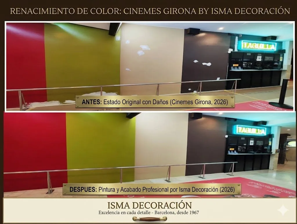 Taquilla pintada antes y despues por pintores en Barcelona